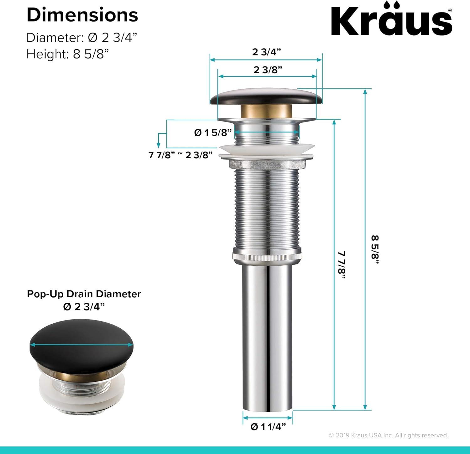 KRAUS Viva Thin Porcelain Ceramic Vessel Bathroom Sink with Pop-Up Drain