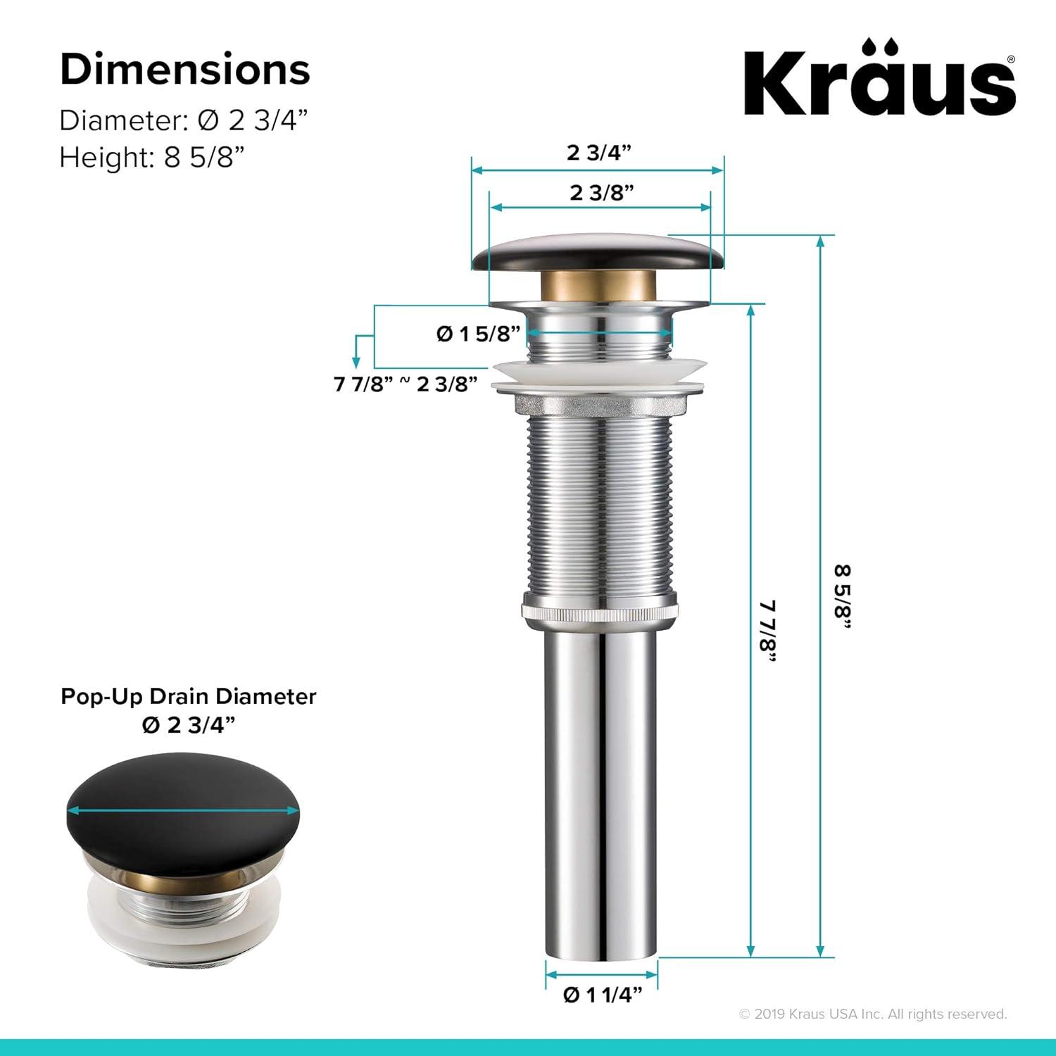 KRAUS Viva Thin Porcelain Ceramic Vessel Bathroom Sink with Pop-Up Drain