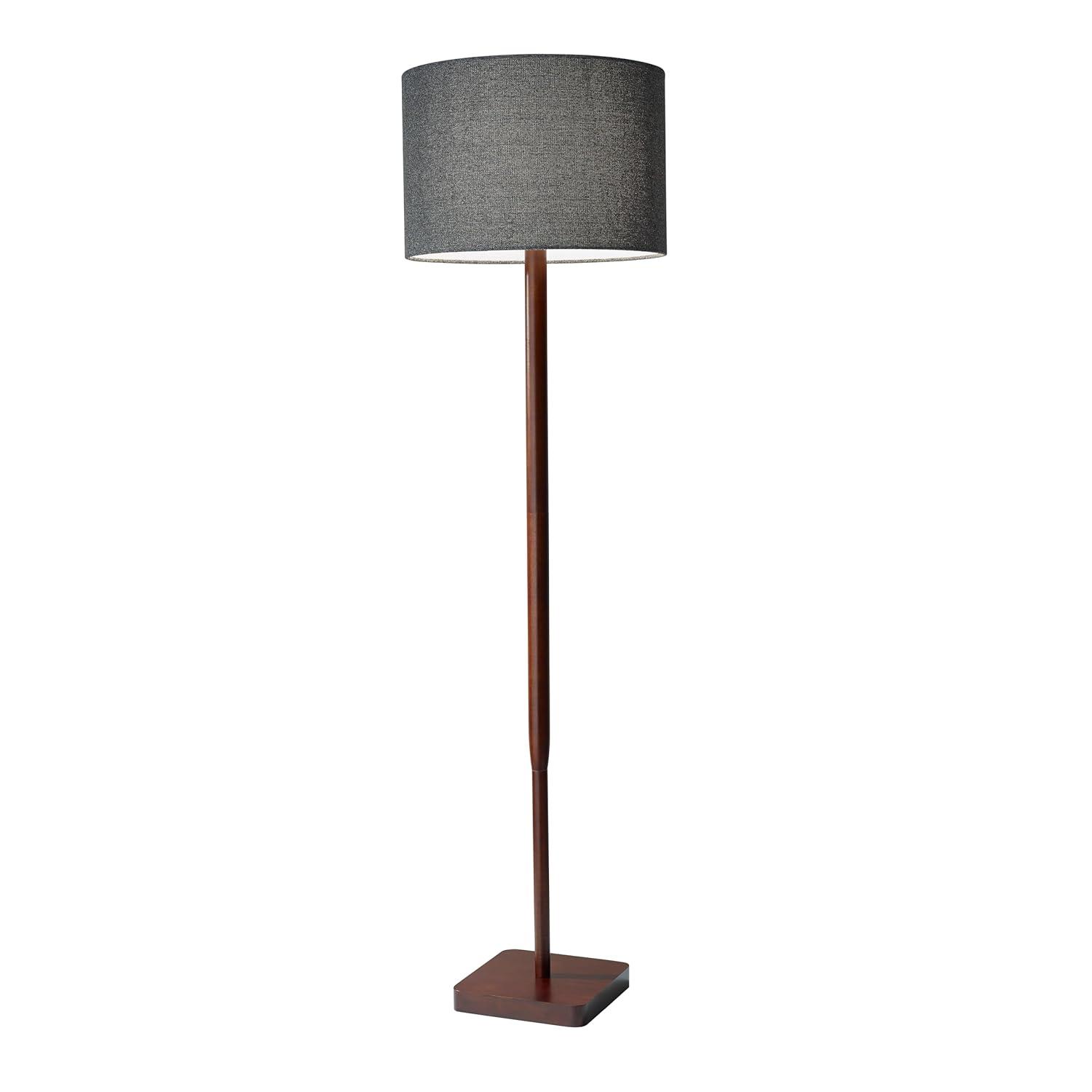 Adesso 58.5" 3-way Ellis Floor Lamp Brown: ETL Listed, Acrylic Shade, Turn Knob Switch