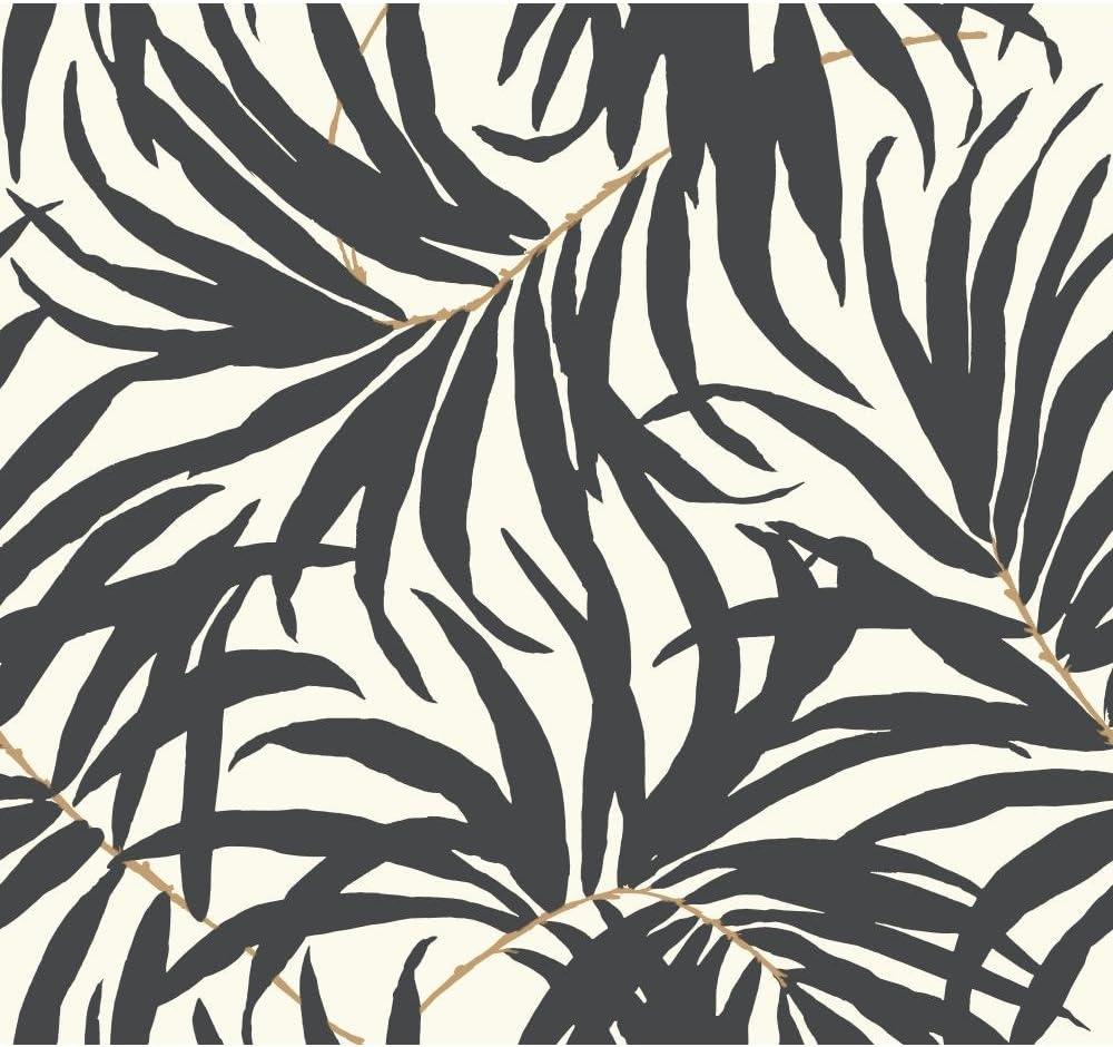 Tropical Black and Gold Vinyl-Coated Self-Adhesive Wallpaper Roll