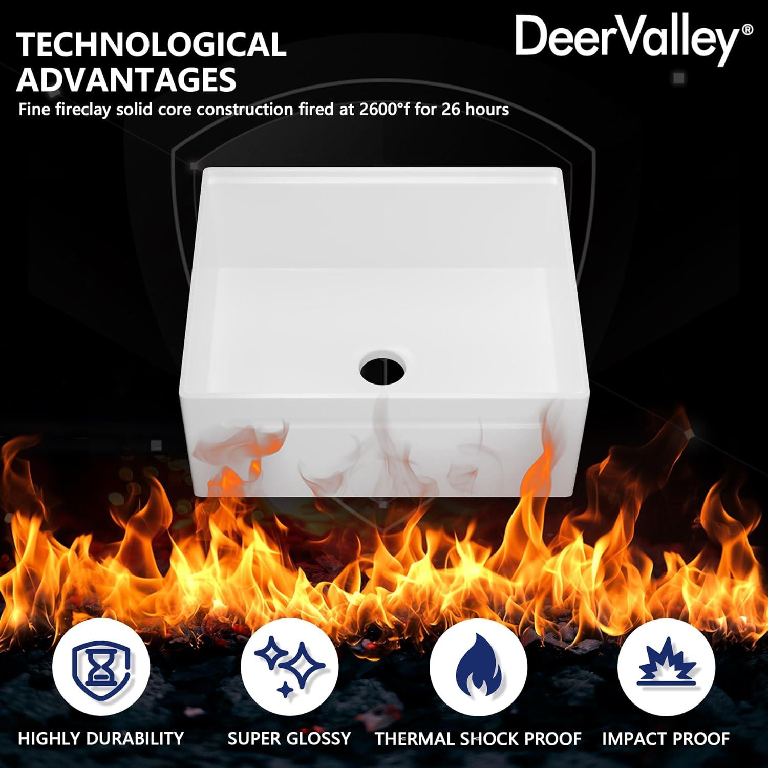 DeerValley 33" L X 20" W Single Basin Workstation Farmhouse Kitchen Sink With Sink Grid, Cutting Board And Dish-Drying Rack