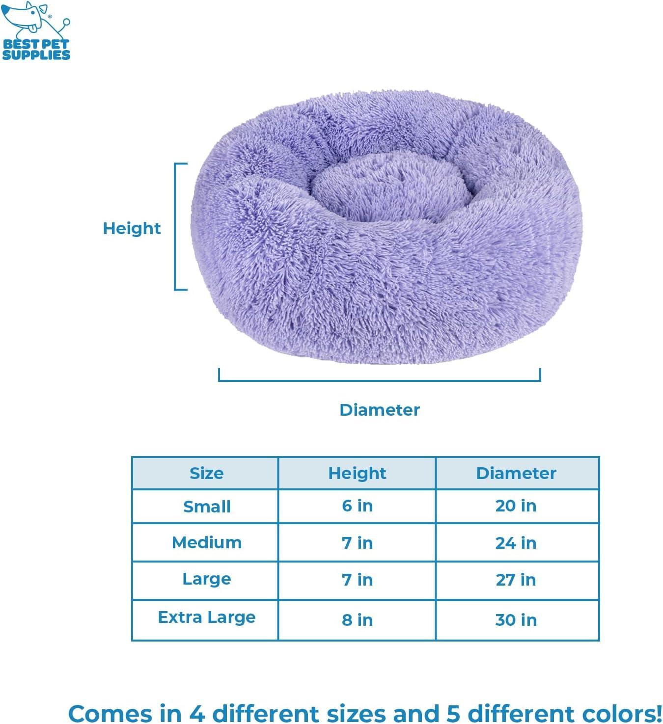 Donut Dog Bed with Faux Fur, Anti-Anxiety Cushion, Slip-Resistant