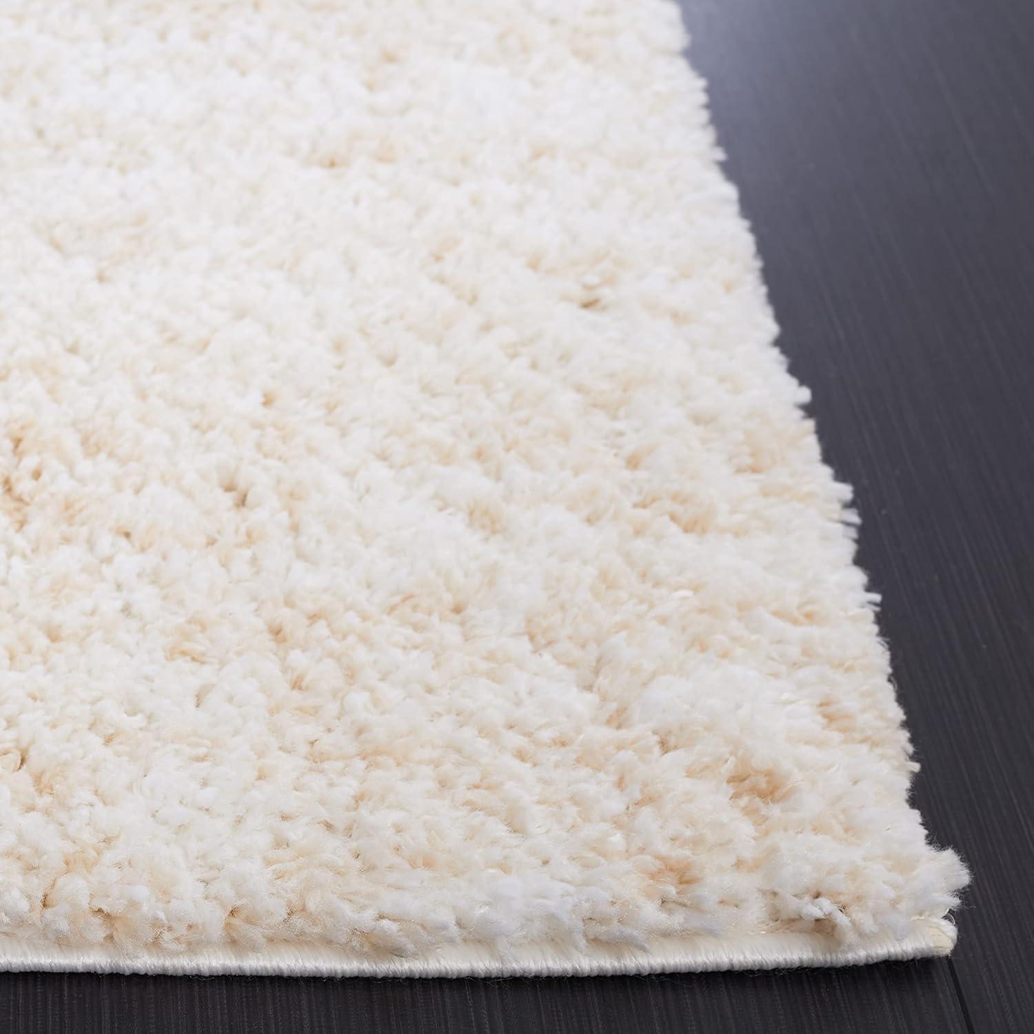 SAFAVIEH Berber Torvald Abstract Polyester Shag Area Rug, Ivory/Beige, 4'5" x 4'5" Round