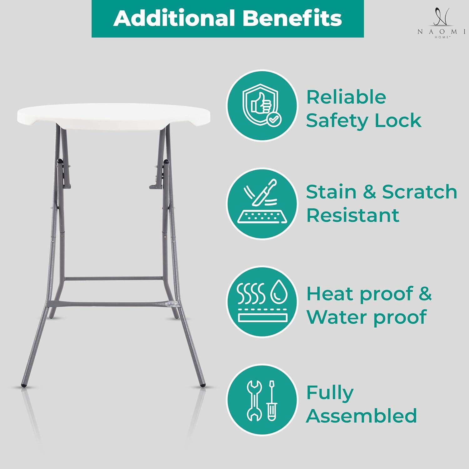 6ft Folding Table Multipurpose Foldable Dinner Table Portable Folding Rectangular Resin Table for Outdoor Camping Picnic Party by Naomi Home - White
