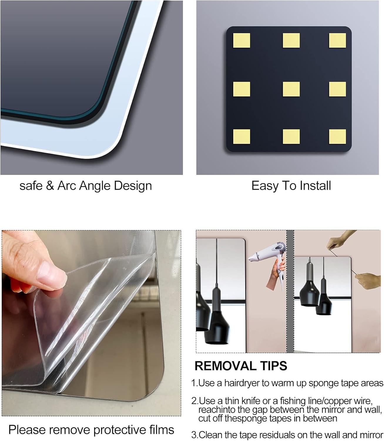 N\C Plexiglass Acrylic Soft Mirror Non-Glass shatterproof Mirror Full Length Mirror Wall Mirror Frameless Home Fitness Mirror 4 Pcs 12"x12" cyhqo