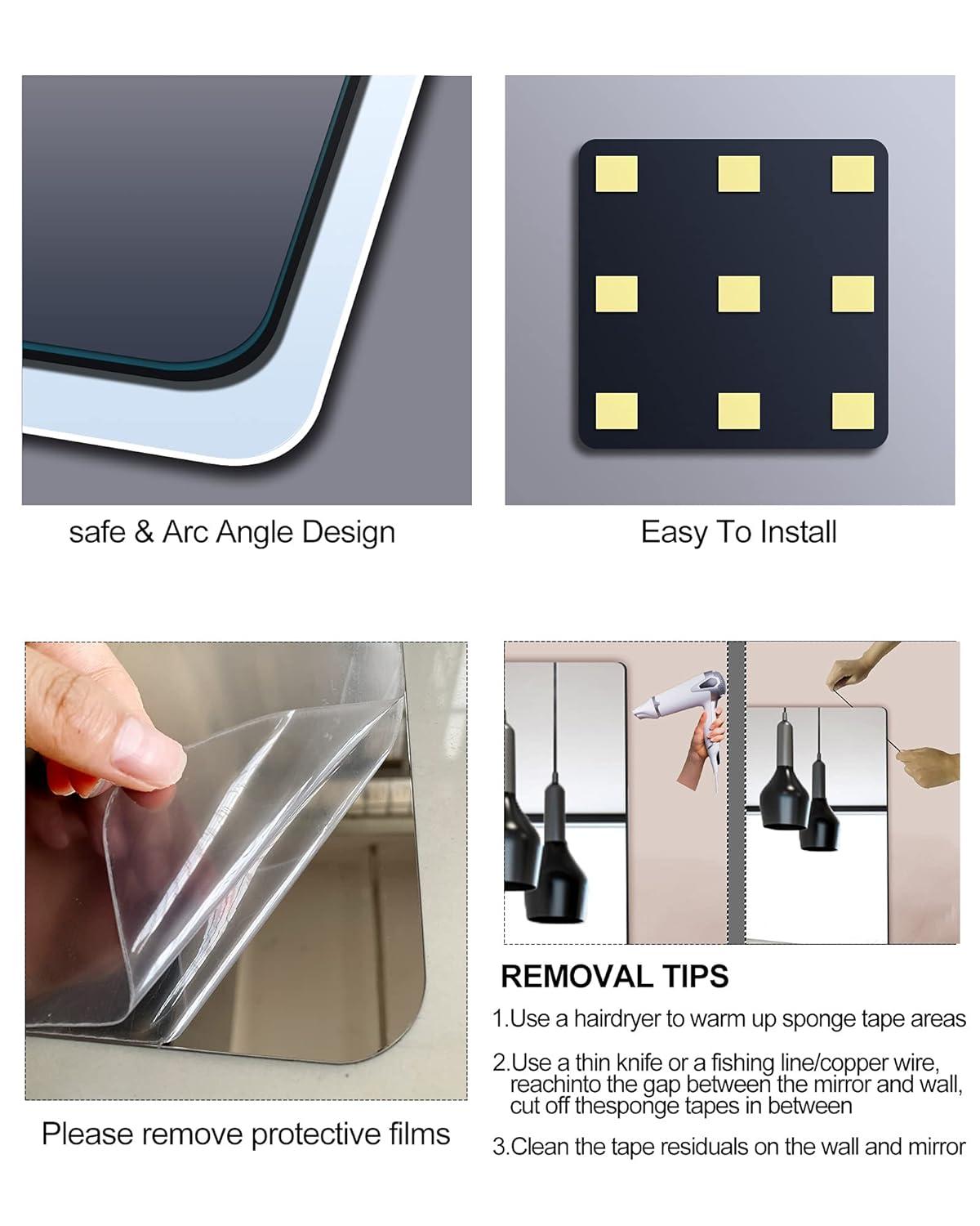 N\C Plexiglass Acrylic Soft Mirror Non-Glass shatterproof Mirror Full Length Mirror Wall Mirror Frameless Home Fitness Mirror 4 Pcs 12"x12" cyhqo