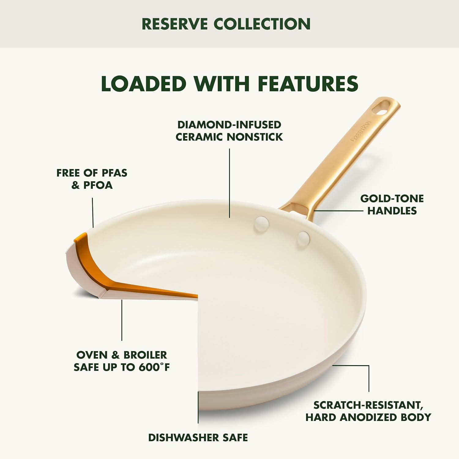 GreenPan Reserve Healthy Ceramic Nonstick, 8", 10" And 12" Frypan Set