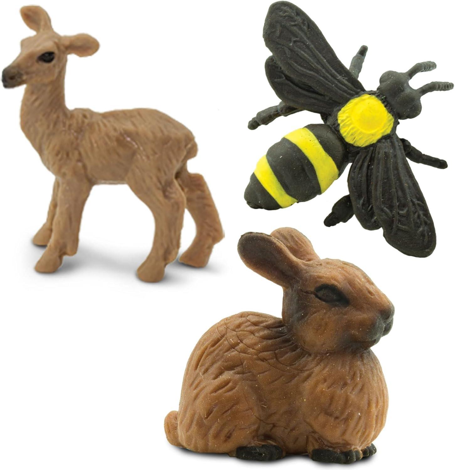 Safari Ltd. Good Luck Minis Backyard Fun Pack – Mini Figurines Including Rabbit, Frog, Butterfly, Snake, Doe, Cardinal, Honey Bee, Hummingbird – Educational Toy Figures for Boys, Girls & Kids Ages 5+