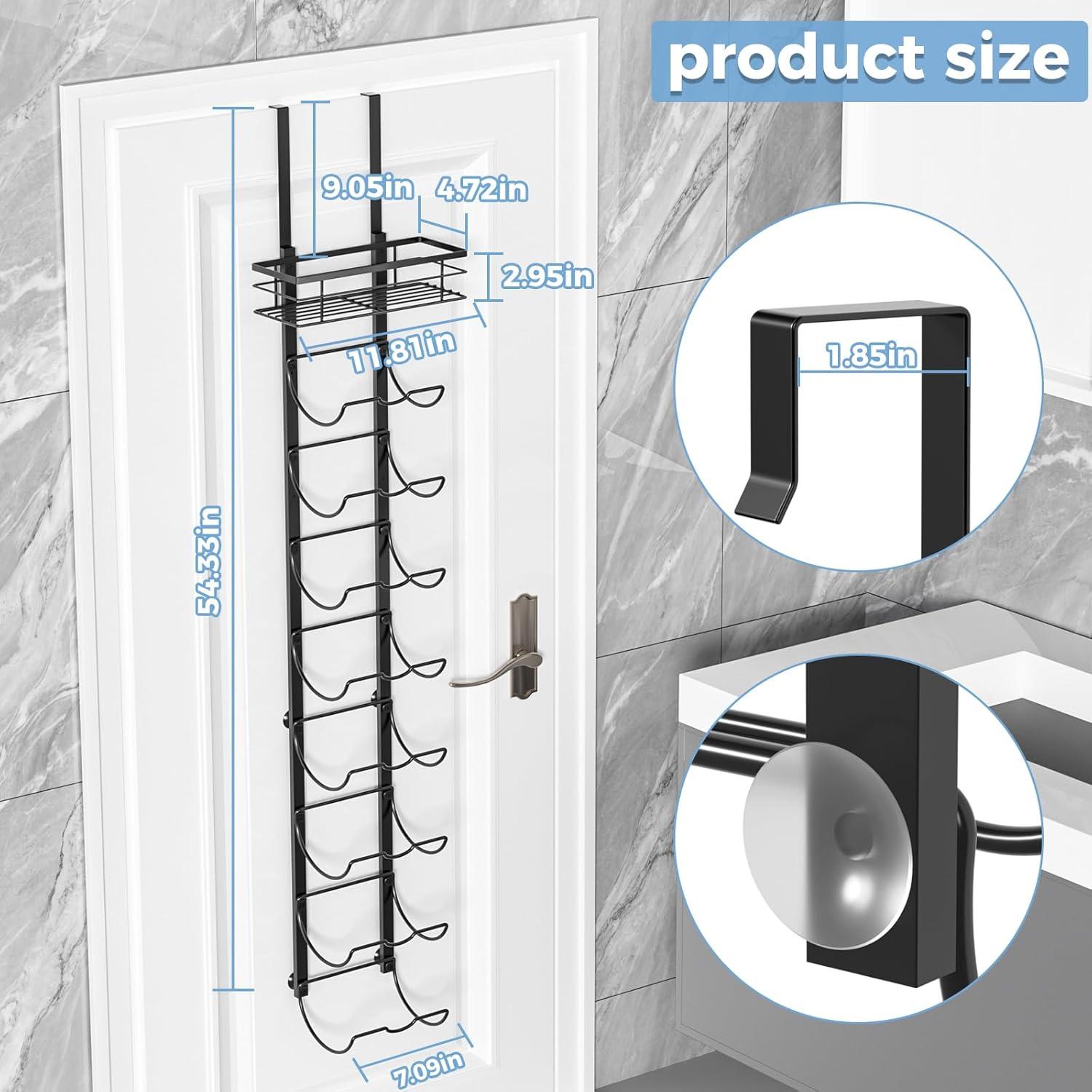 9-Tier Over The Door Towel Rack,Towel Racks for Bathroom, Metal Towel Holder with Storage Basket,Towel Storage for Small Bathroom,Towel Rack for Rolled Towels,Black