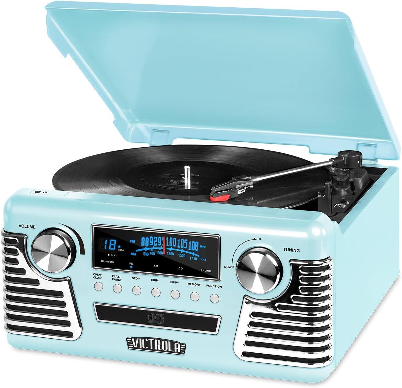 Victrola Haley Retro 3-Speed Bluetooth Analog Tuner Record Player - Teal