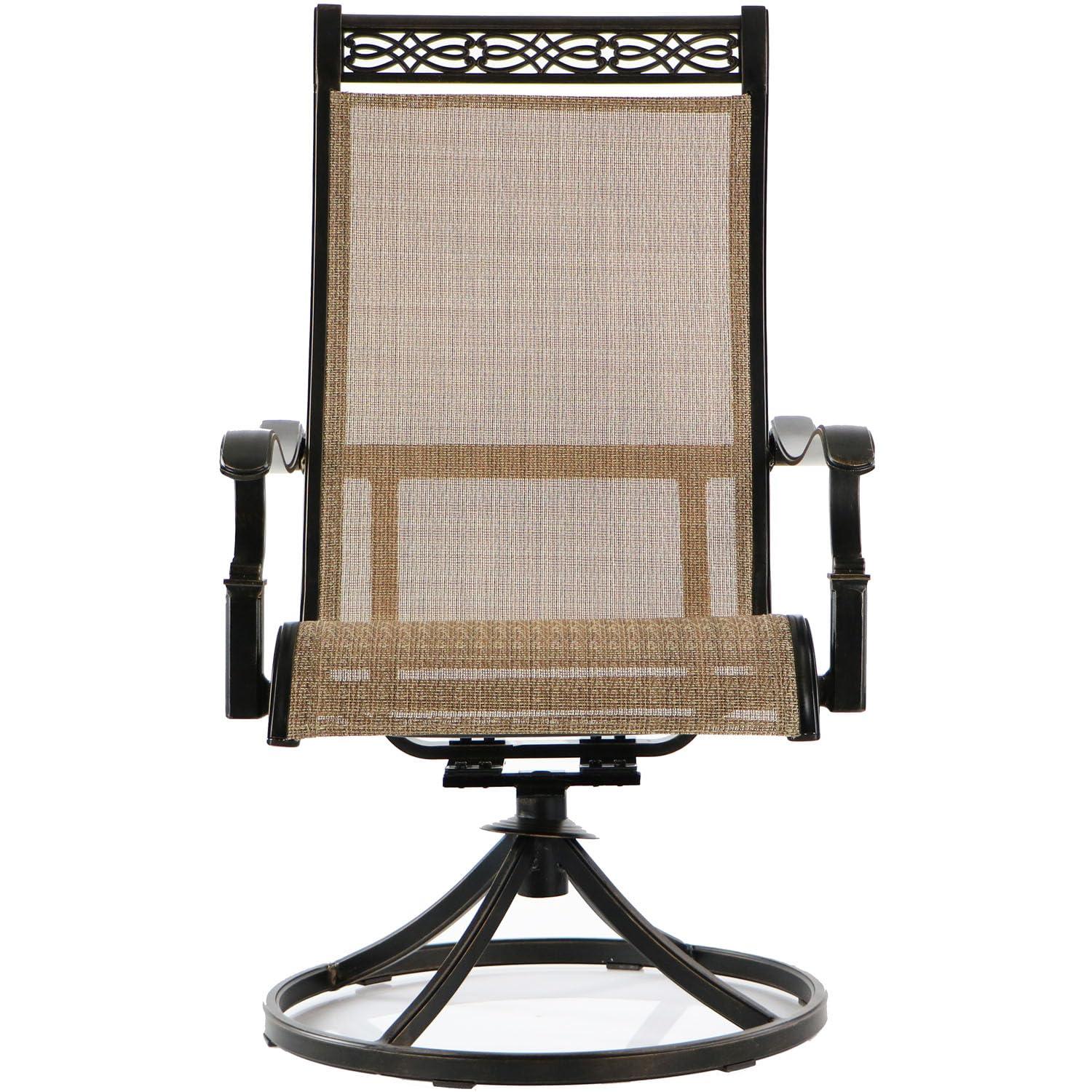 Hanover Outdoor Manor 9-Piece Outdoor Dining Set with 8 Swivel Rockers, Cedar/Bronze