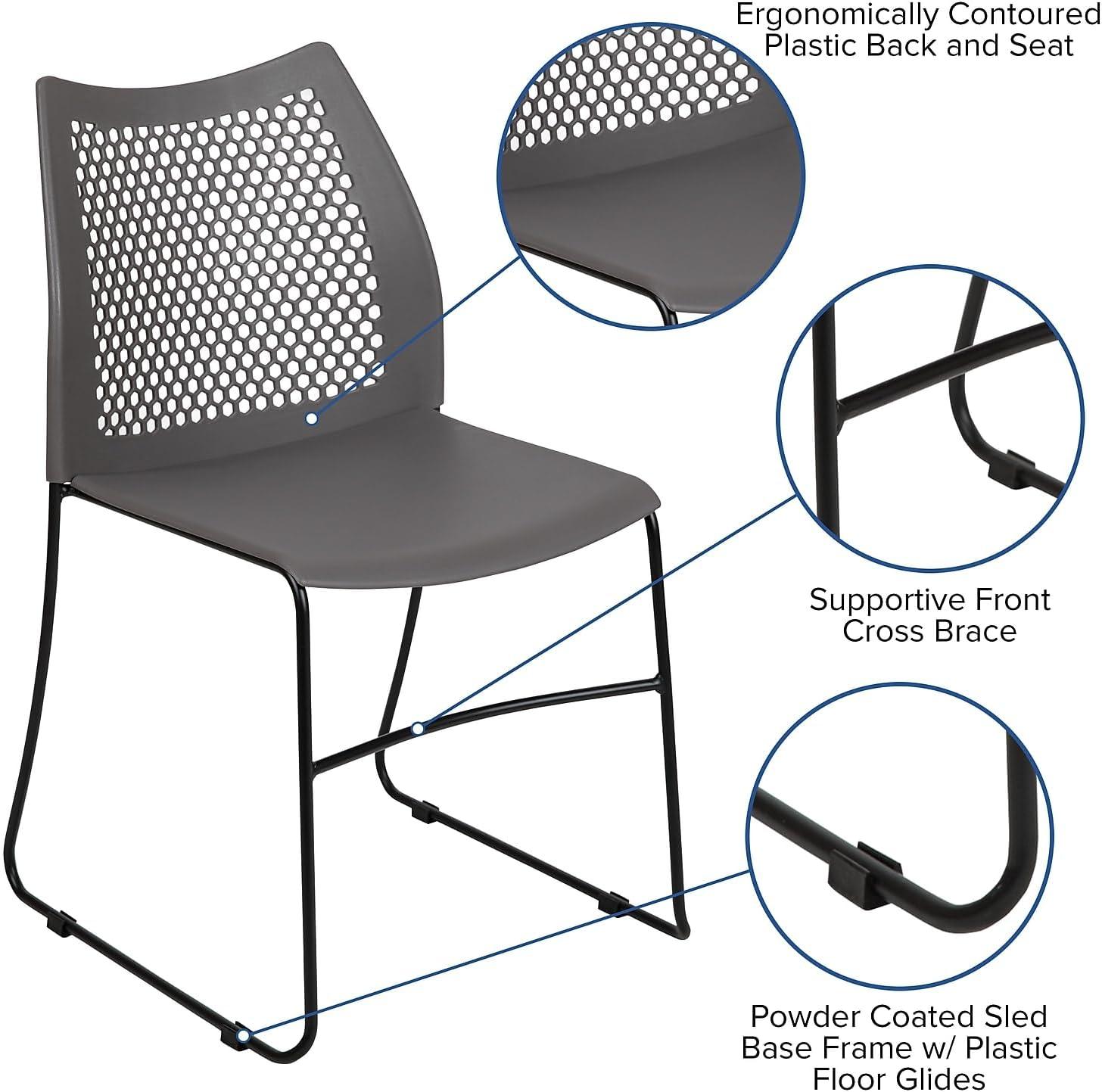 Flash Furniture Antonia 661 lb. Capacity Stack Chair with Air-Vent Back and Powder Coated Sled Base