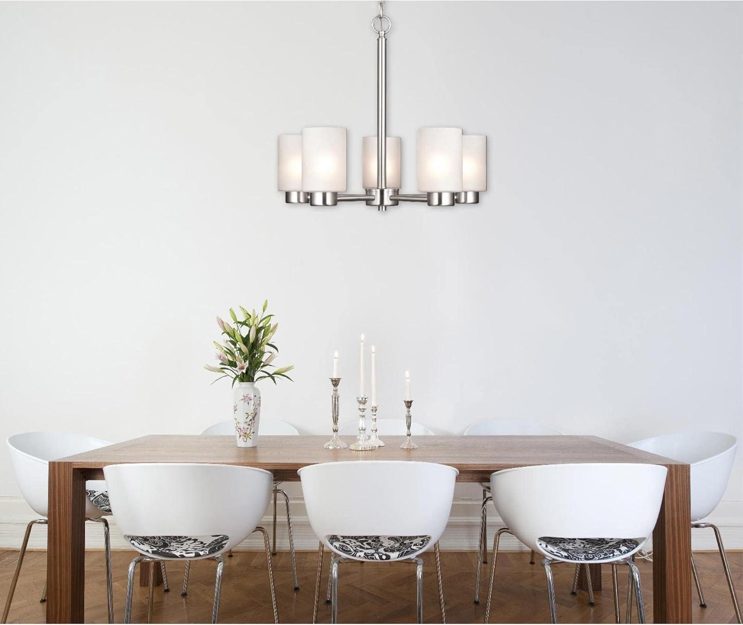 Elegant Brushed Nickel 5-Light Chandelier with Frosted Seeded Glass