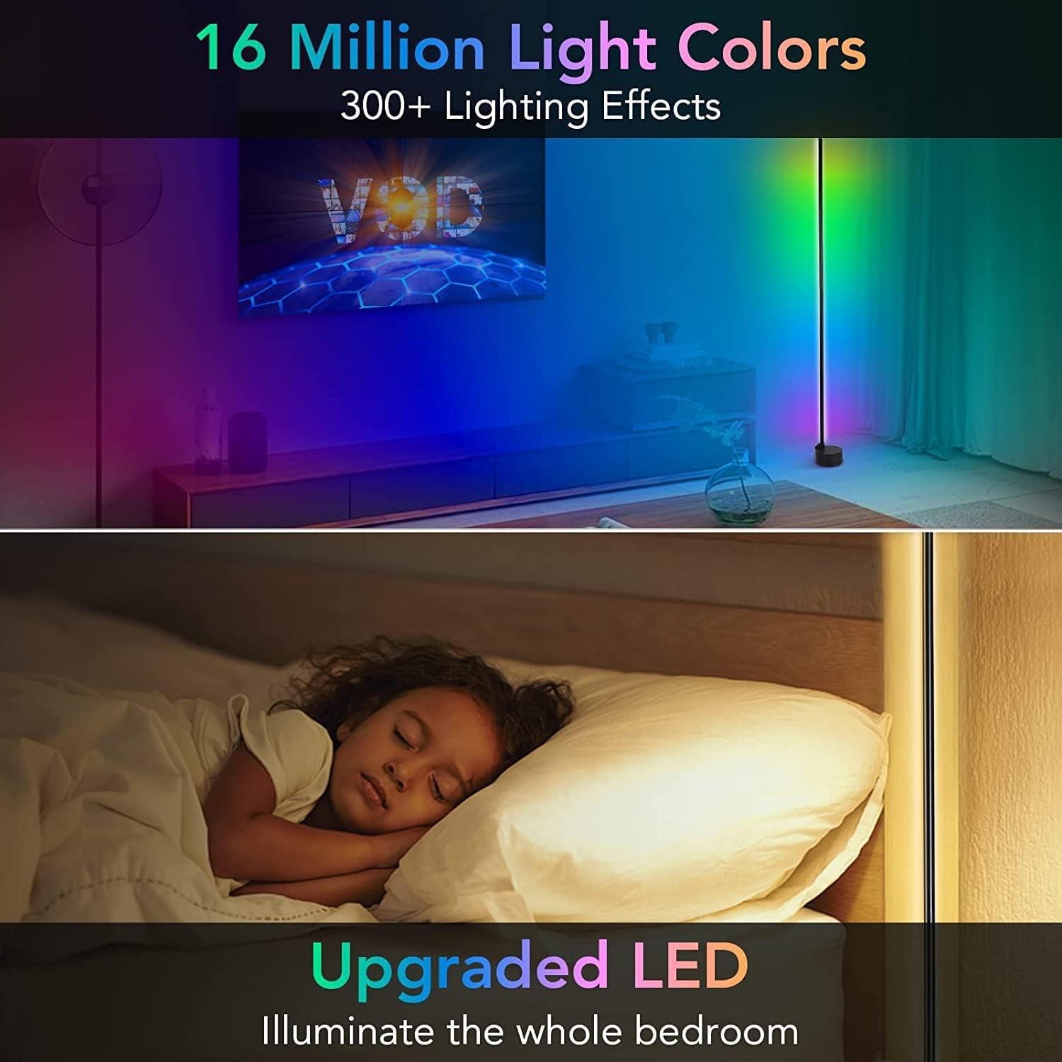 Corner Floor Lamp - Smart RGB LED Corner Lamp with App and Remote Control, 16 Million Colors & 68+ Scene, Music Sync, Timer Setting - Ideal for Living Rooms, Bedrooms, and Gaming Rooms