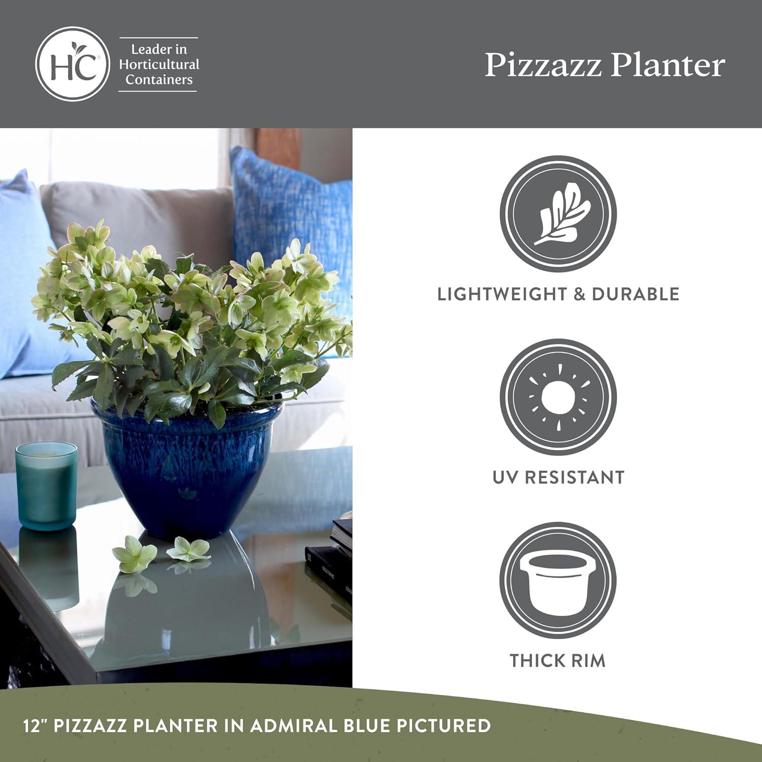 The HC Companies Pizzazz Decorative Round Flower Pots w/Ceramic Look - UV-Resistant Decorative Pot for Outdoor & Indoor Plant Pots - Modern Planter for Flower, Herbs (20” Admiral Blue, Pack of 1)