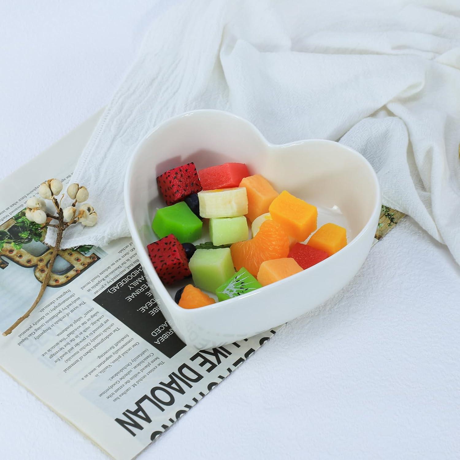 Heart-shaped Bowls for Salad Soup Snack Dessert Best Kitchen Household Cooking Gifts for Home Kitchen, White