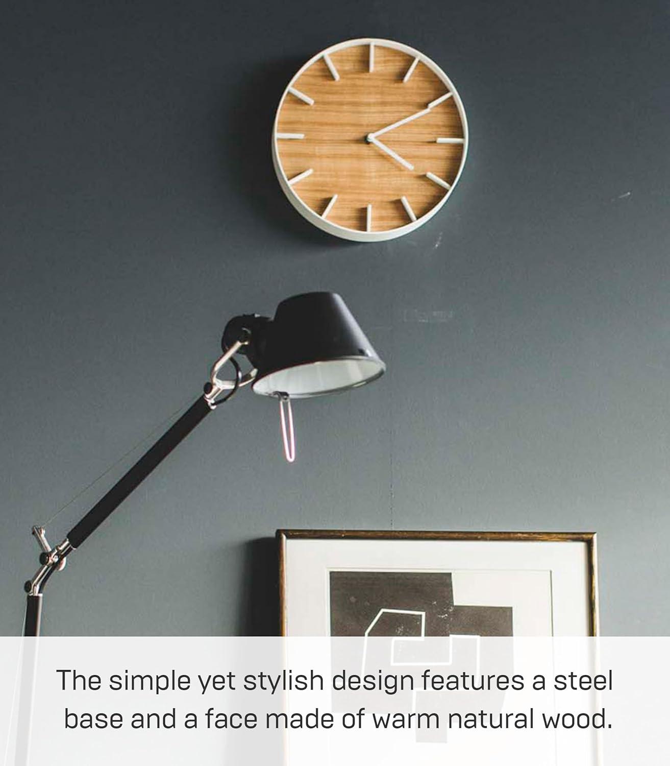 Rin Yamazaki Home Wall Clock, Modern Wood Home Decoration, Steel + Wood, Step Motion Second
