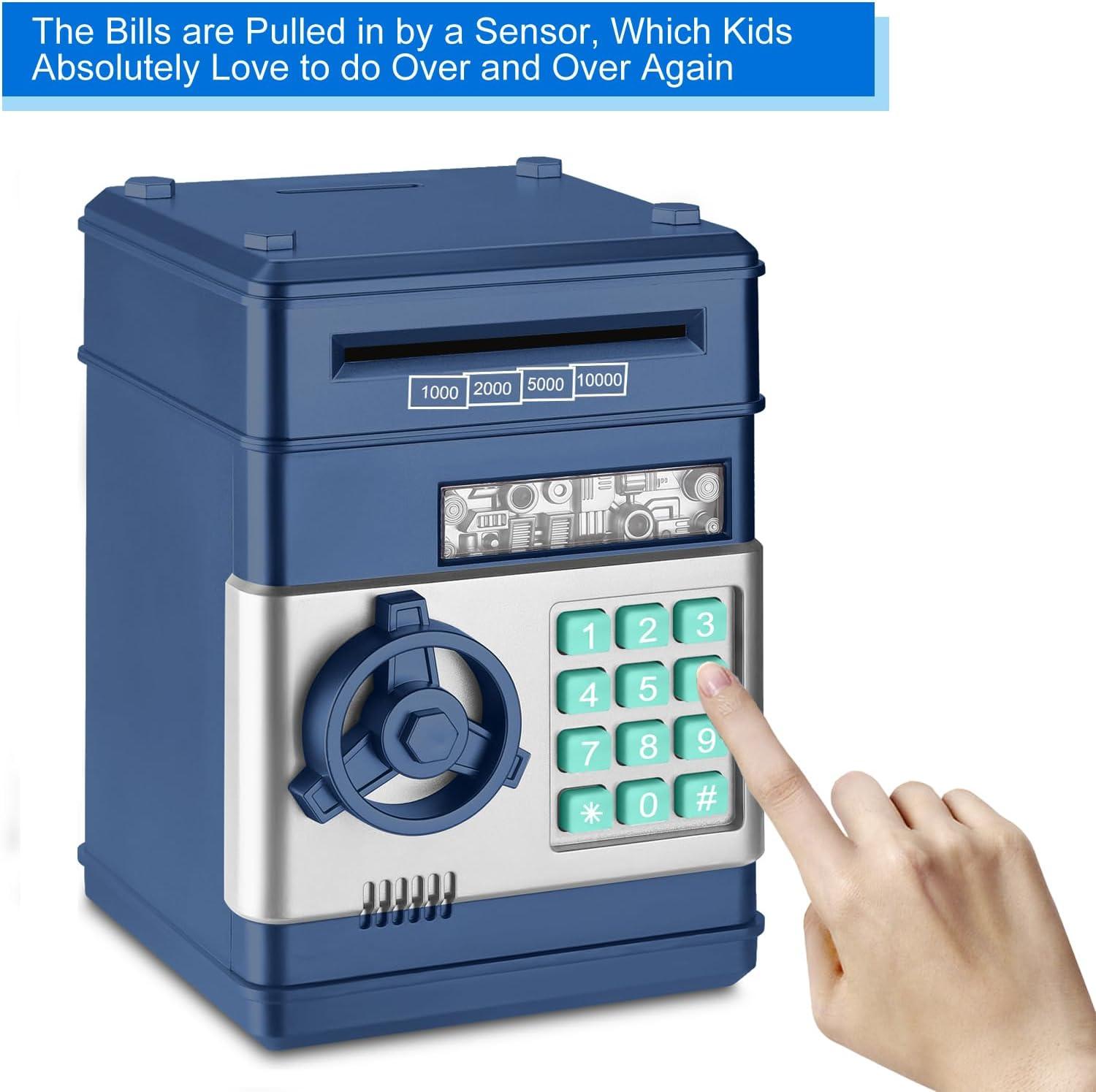Lvelia Piggy Bank Cash Coin Can ATM Bank Electronic Coin Money Bank for Kids, Money Savings Box Large ATM Coin Bank Toys Gifts for 3-12 Year Old Boys Girls