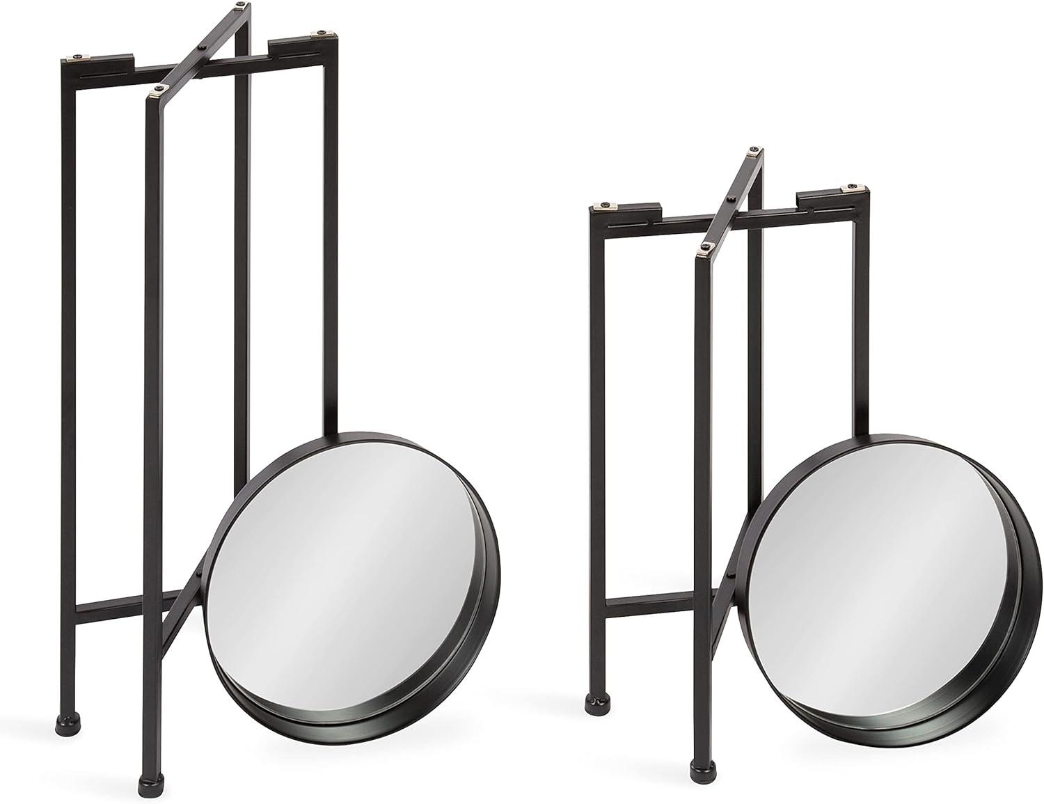 Kate and Laurel Celia Round Metal Nesting Table, 2 Piece, Black