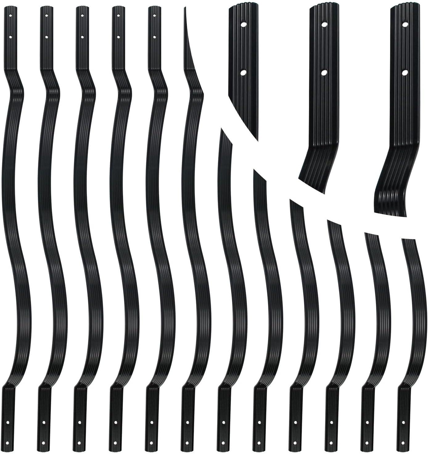 25 Pack - 29.5"x1" Deck Balusters Metal Deck Spindles Staircase Baluster with Screws for Wood Wave Arc Shiny Black Indoor Outdoor