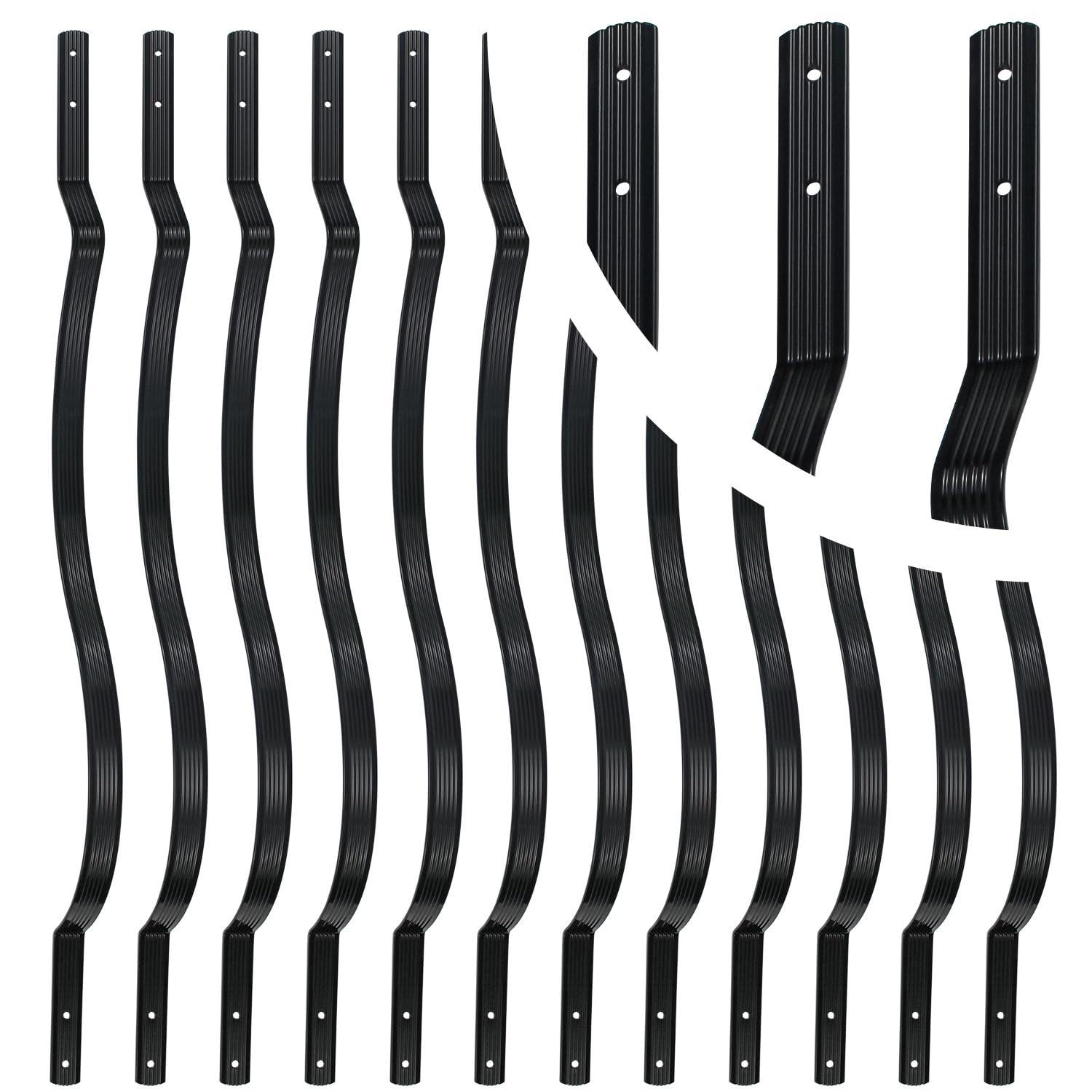 25 Pack - 29.5"x1" Deck Balusters Metal Deck Spindles Staircase Baluster with Screws for Wood Wave Arc Shiny Black Indoor Outdoor