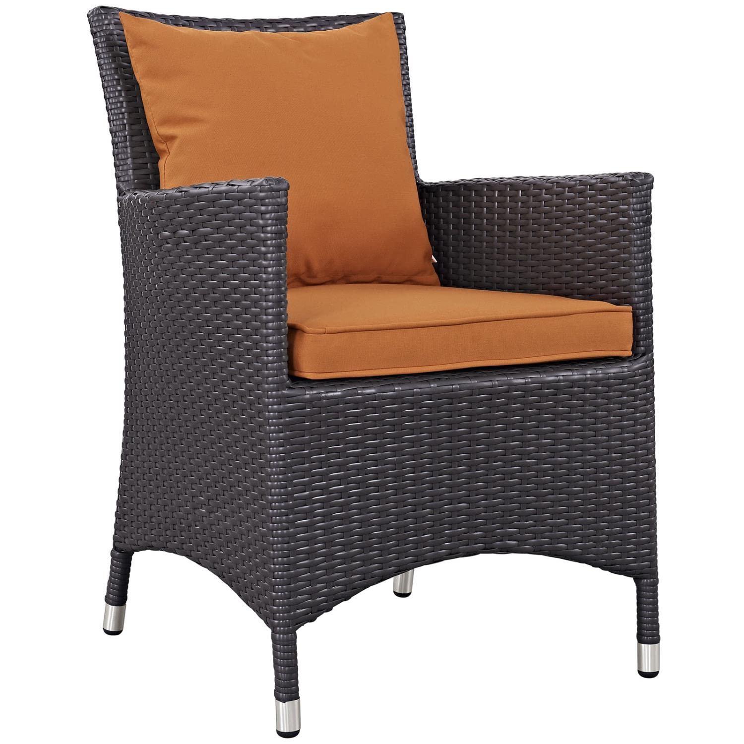 Modway Convene 7 Piece Outdoor Patio Dining Set in Espresso Orange