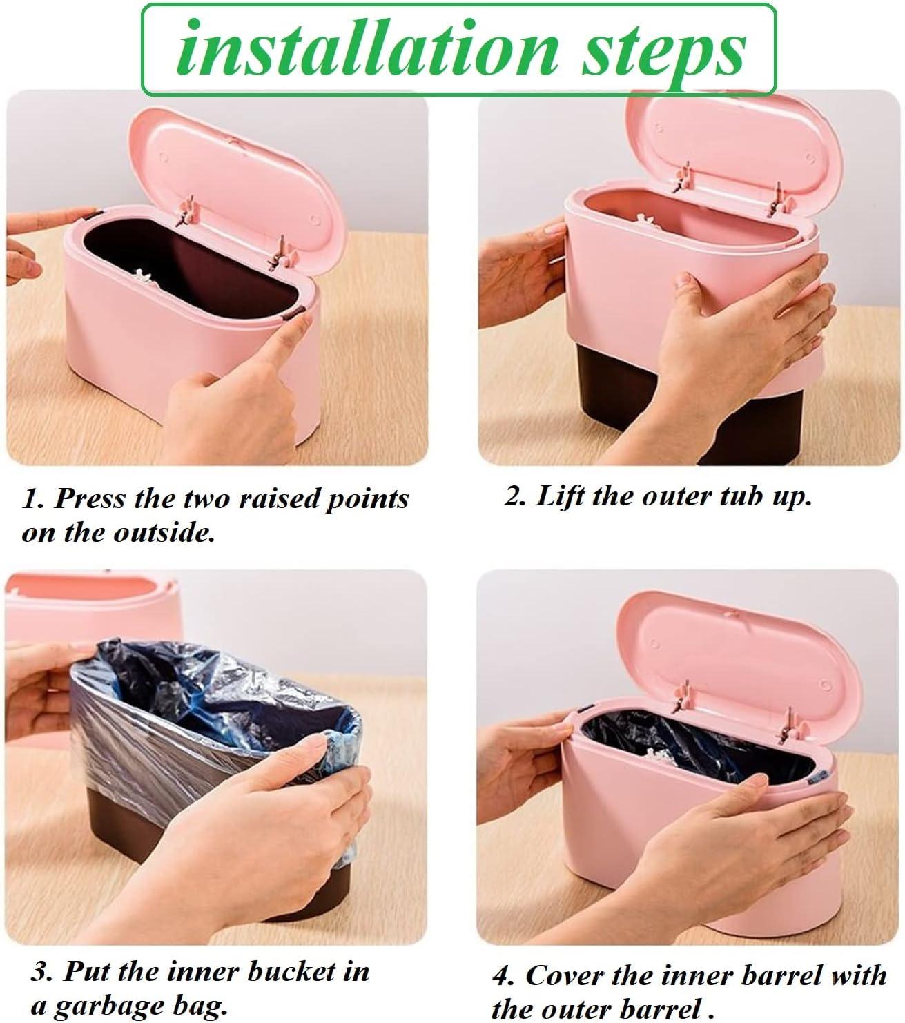 Sokhug Clearance Mini Trash Can with Lid - Removable Small Garbage Can,Plastic Trash Bin, Counter Top Wastebasket, Counter Garbage Lint Bin For Bathroom,Office,Kitchen,Desk,Cof