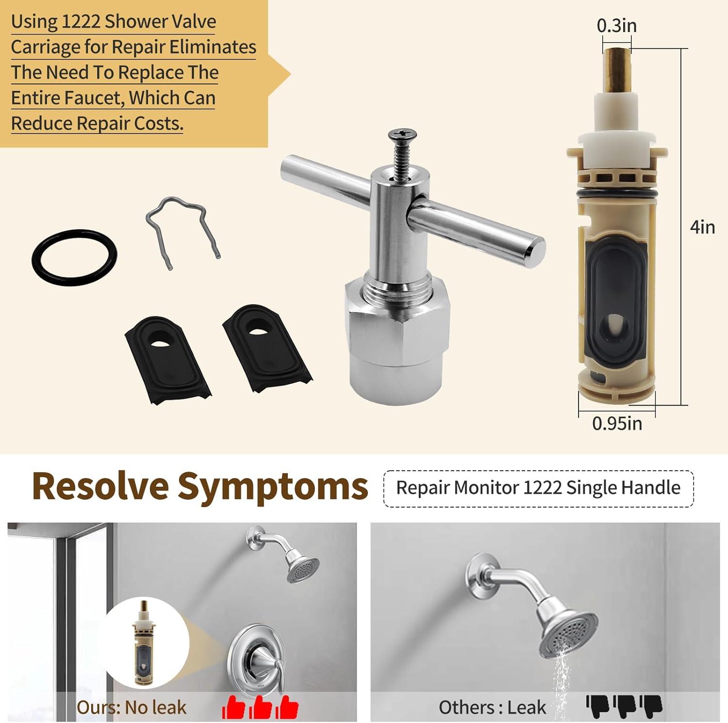 1222 Replacement Cartridge with Moen 104421 Cartridge Puller Removal Tool Retainer Clip Compatible with Moen One-Hanlde Posi Temp 1222B Shower Bathtub Faucet (1222 cartridge +104421 cartridge puller)
