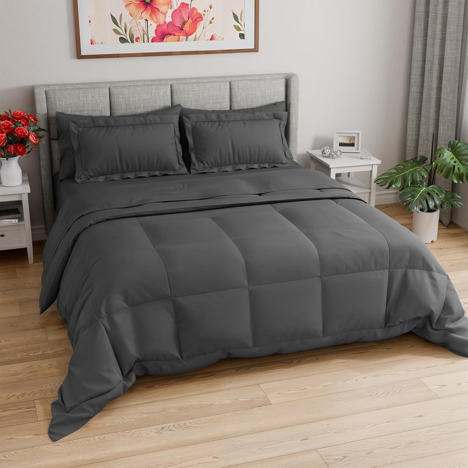 Sweet Home Collection All Season Bed-in-A-Bag 5pc/7pc Solid Color Comforter & Sheet Set Ultra Soft Bedding by Sweet Home Collection