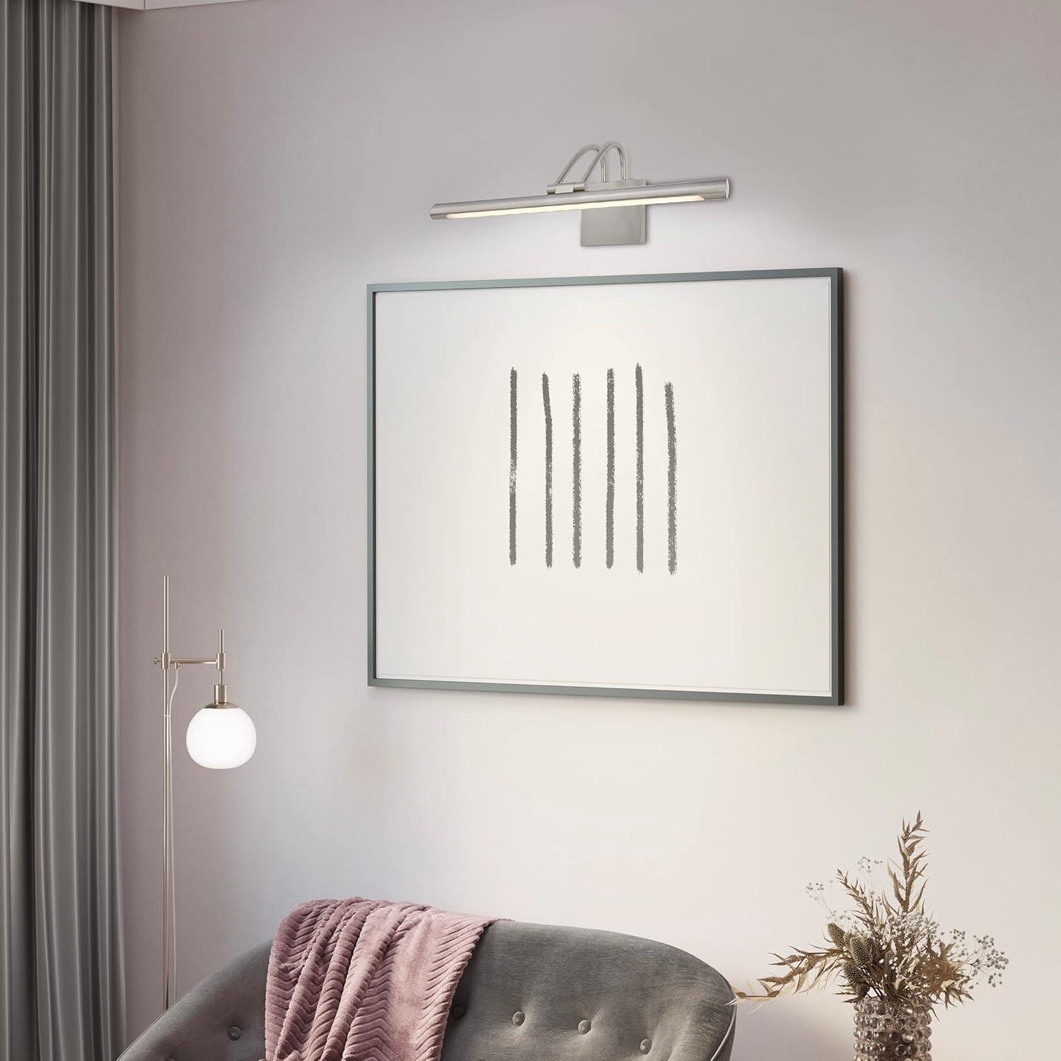 Maxxima 17 in. LED Picture Light w/ Brushed Nickel Finish, 1000 Lumens, 3000K Warm White, Hardwired Integrated LED Display Wall Light