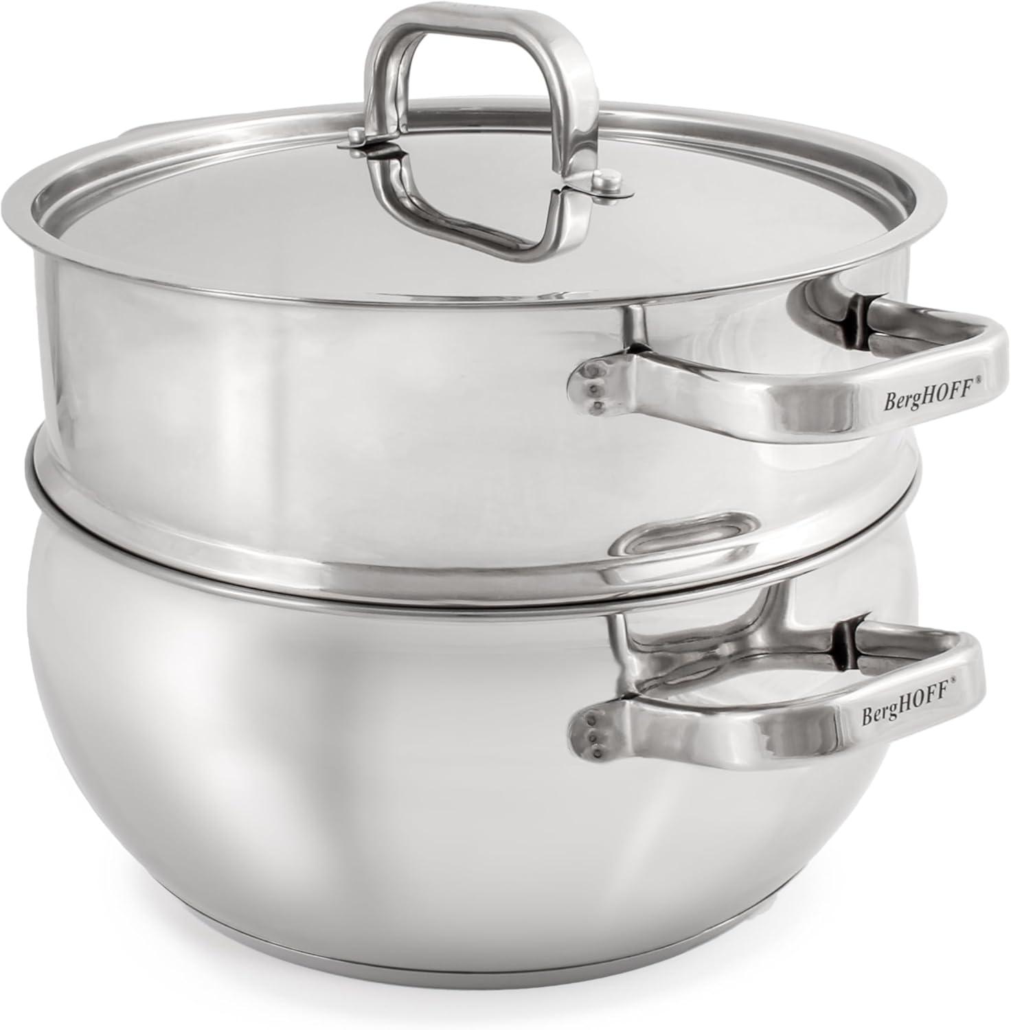 BergHOFF SS 18/10 5.5 Qt Stock Pot With SS Lid, Belly Shape, 9.5"