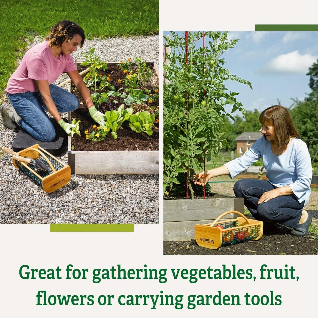Gardeners Supply Company Garden Hod Harvest Basket | Versatile Gardening Fruits & Vegetables Gathering Basket | Natural Smooth Pine - Maple Frame &