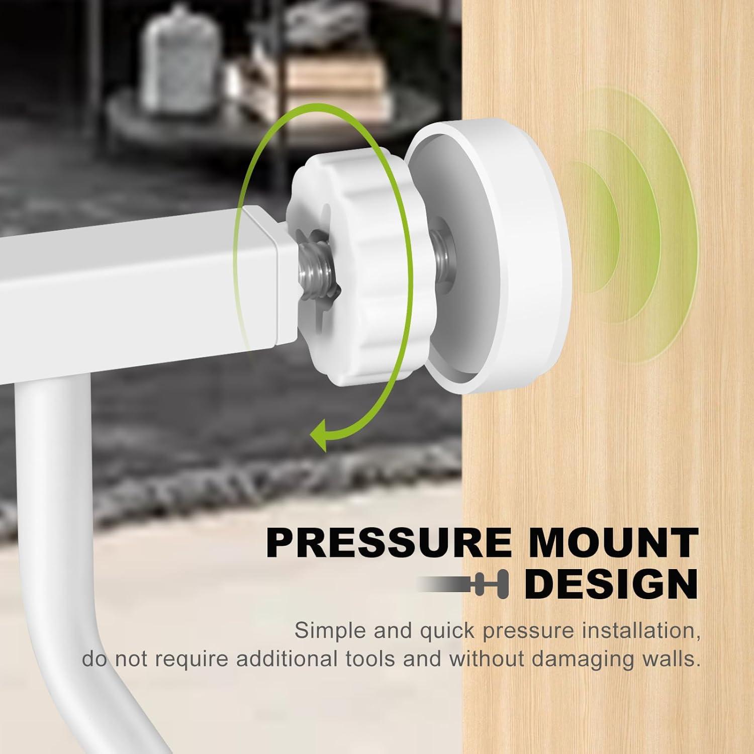 Baby Gates with Cat Door - Auto Close 29.5"-48.4" Safety Metal Dog Pet Gate for Doorway, Stairs, House, Walk Through Child Gate with Pet Door, includes 4 Wall Cups and 2 Extension Pieces