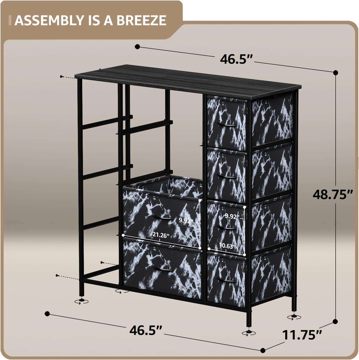 Sorbus 12 Drawers Dresser with Steel Frame and Wood Top