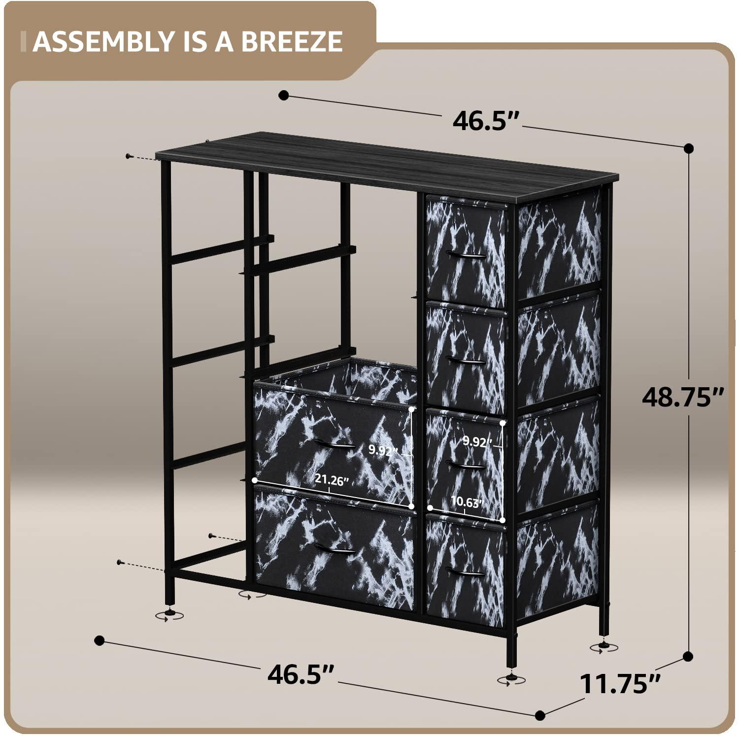 Sorbus 12 Drawers Dresser with Steel Frame and Wood Top
