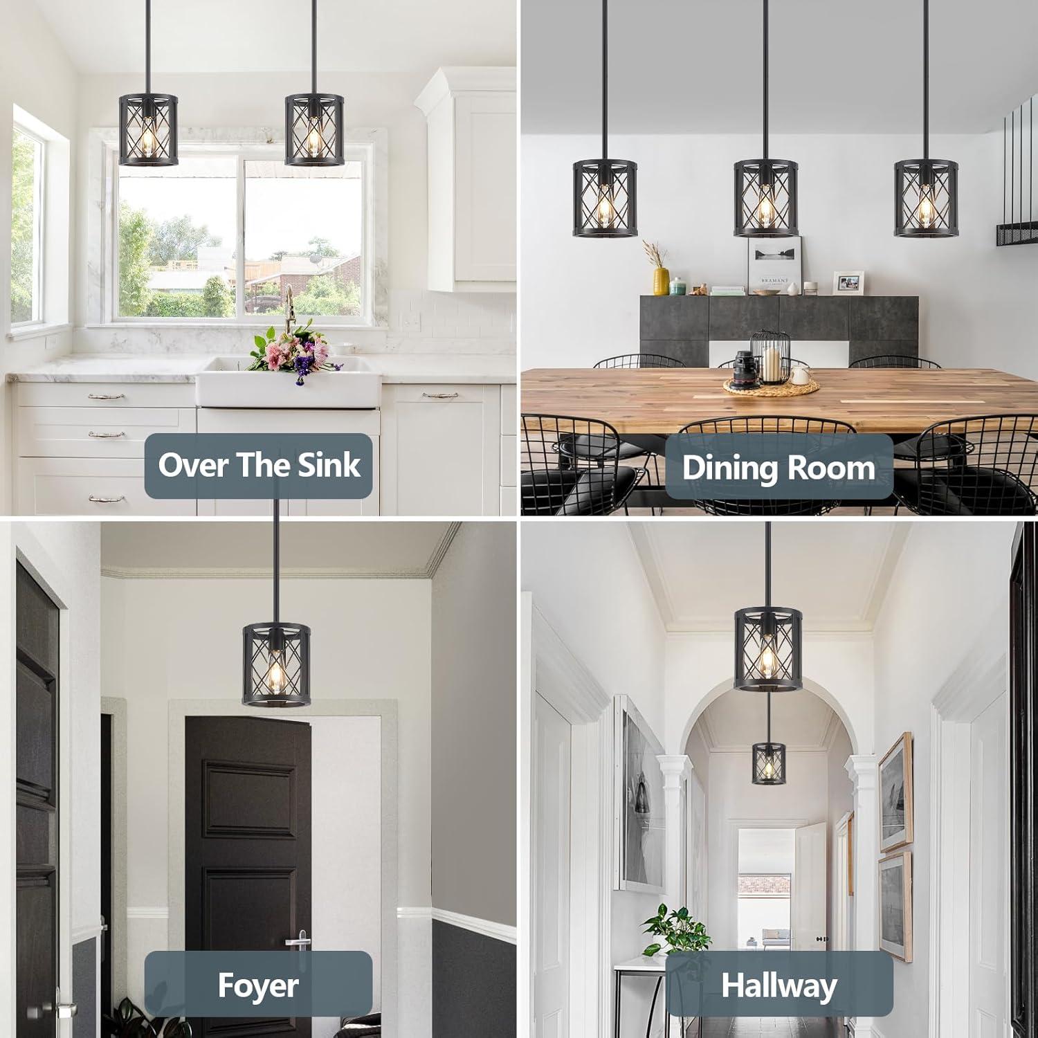 Everly Quinn 17.7" Farmhouse Vintage Black And Gold Pendant Light - Dome Chandelier For Kitchen Island, Dining Room, Hallway