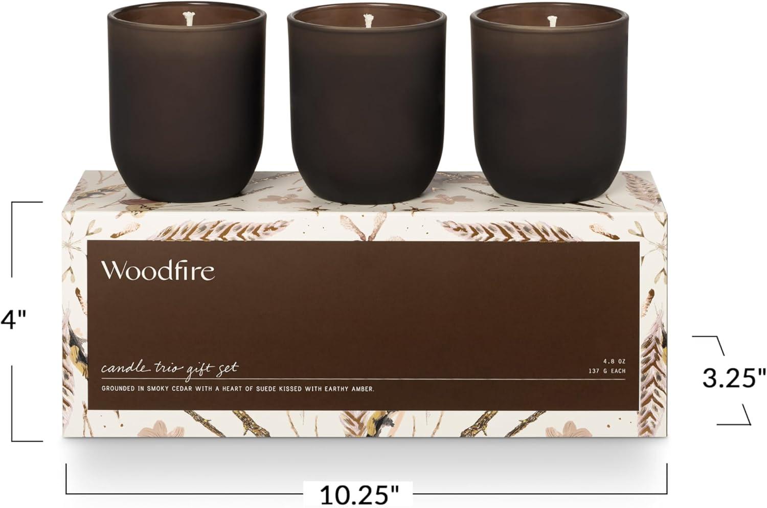 ILLUME Candle Trio Gift Set, Woodfire (Set of 3)