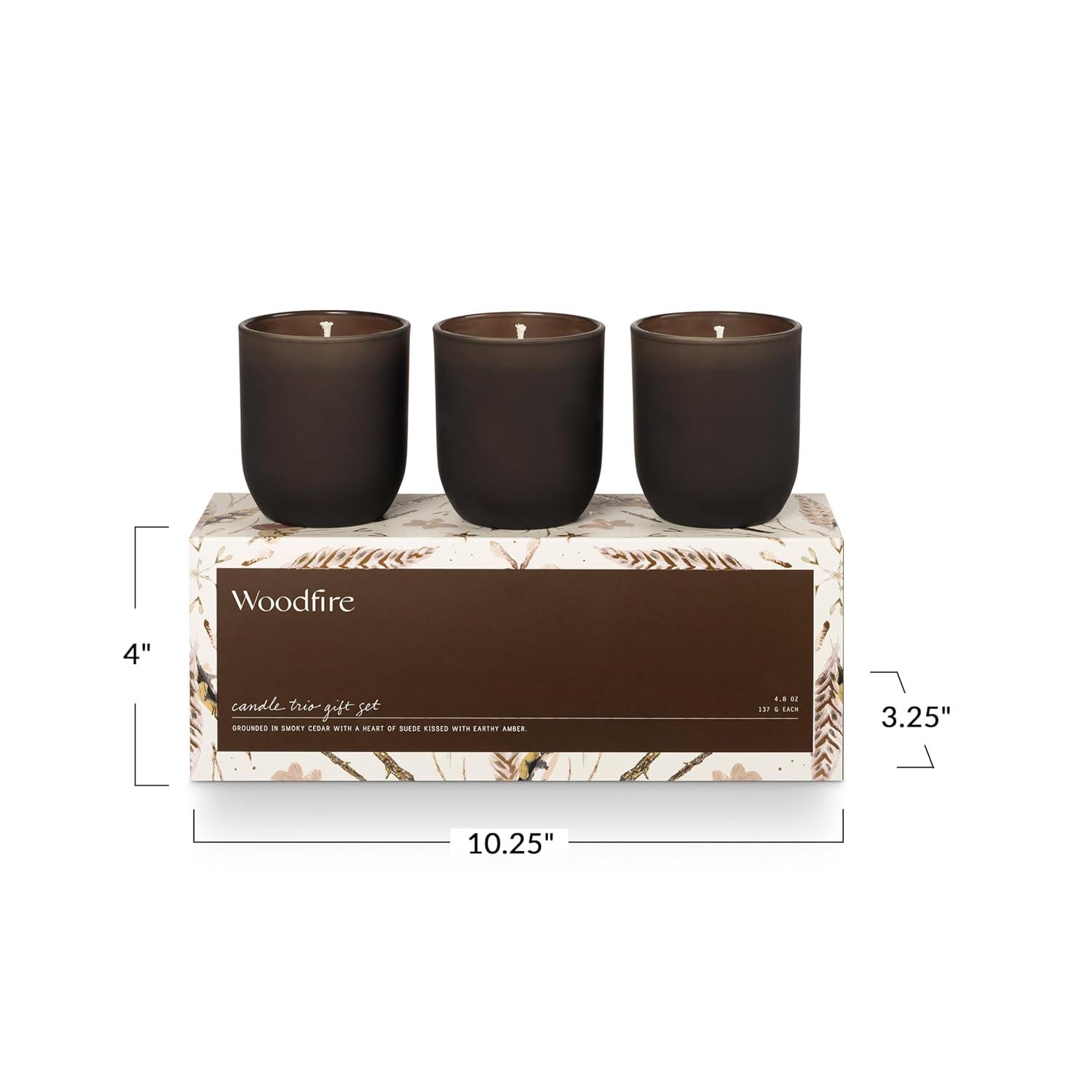 ILLUME Candle Trio Gift Set, Woodfire (Set of 3)