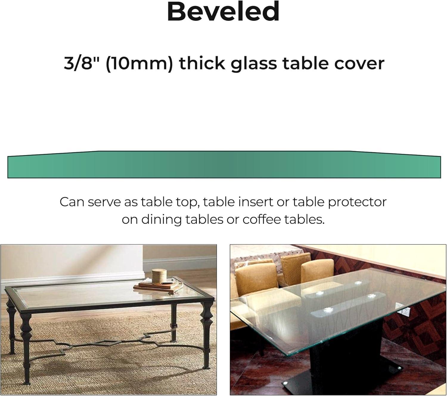 Contemporary Clear Tempered Glass Coffee Table with Beveled Edge