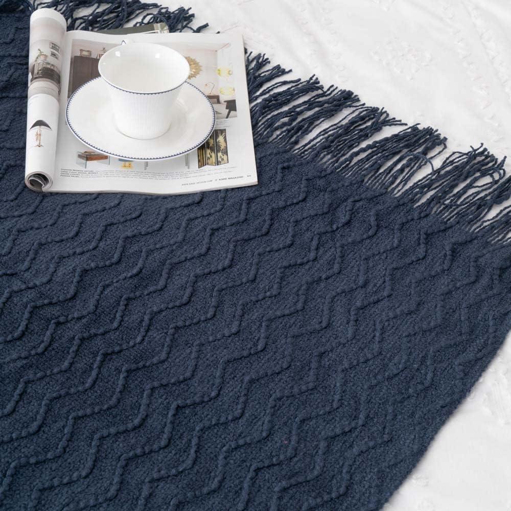 Battilo Home Throw Blanket for Couch, Textured Soft Throw Blankets, Decorative Knitted Blanket for Home Living Room Decor, 50"x60"