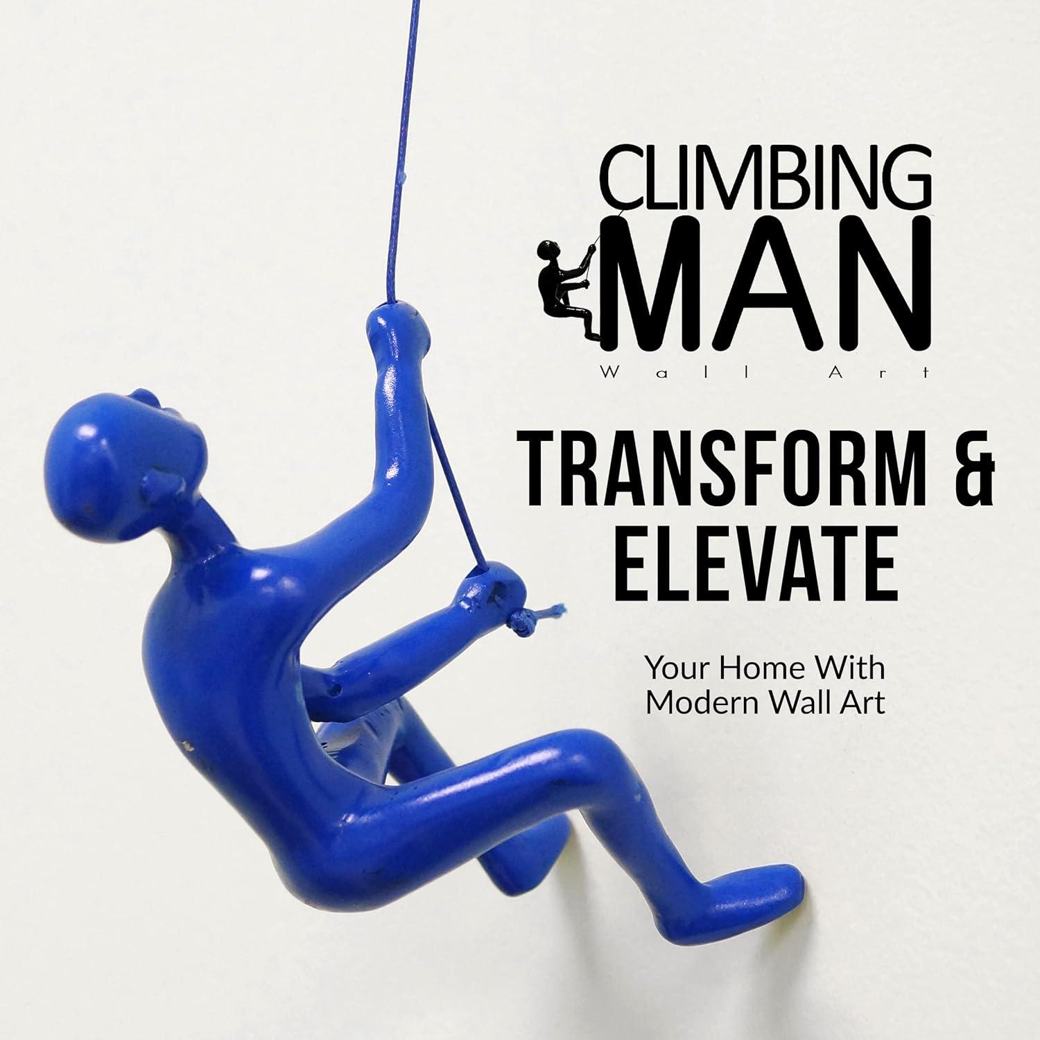 Climbing Man Classic Wall-Art Sculpture | Blue