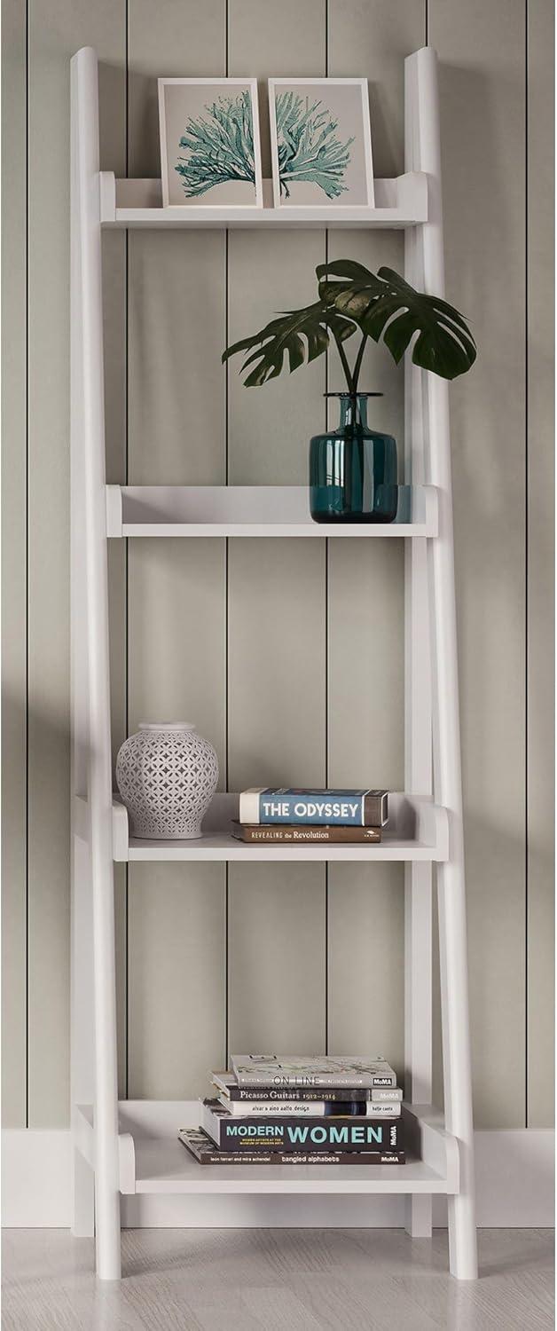 Realspace® 60"H 4-Shelf Narrow Ladder Bookcase, White