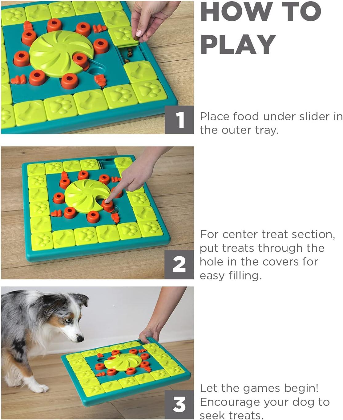 Nina Ottosson by Outward Hound Dog Brick Interactive Treat Puzzle Dog Toy, Blue, One-Size