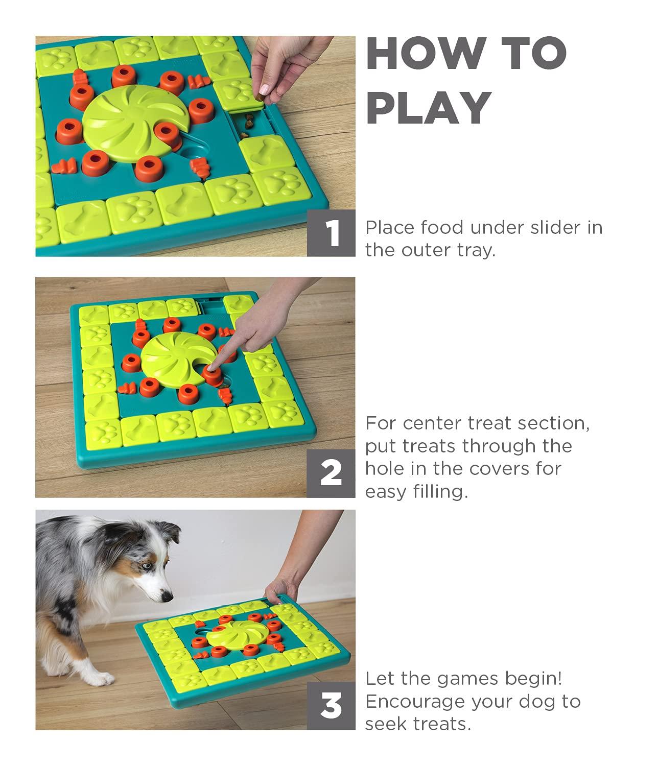 Nina Ottosson by Outward Hound Dog Brick Interactive Treat Puzzle Dog Toy, Blue, One-Size
