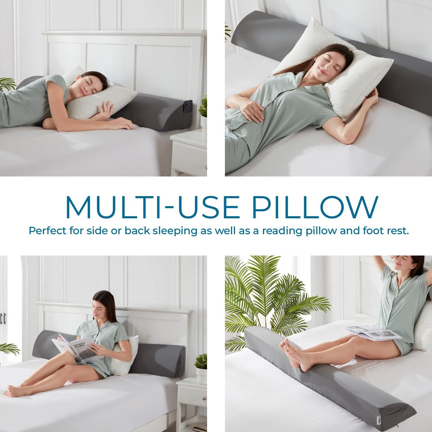 Nestl Bed Wedge Pillow for Headboard, Bed Gap Filler King Size with Side Pockets