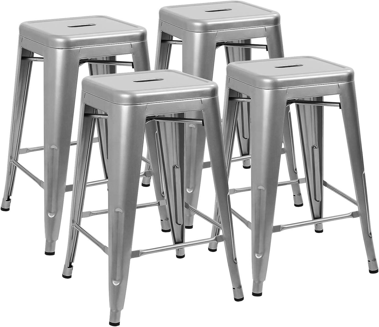Williston Forge Kohki 24" Counter Stool Metal Bar Stools Counter Height Barstools Backless Indoor/Outdoor Bar Stools Kitchen Counter Stools Chairs(Set of 4)