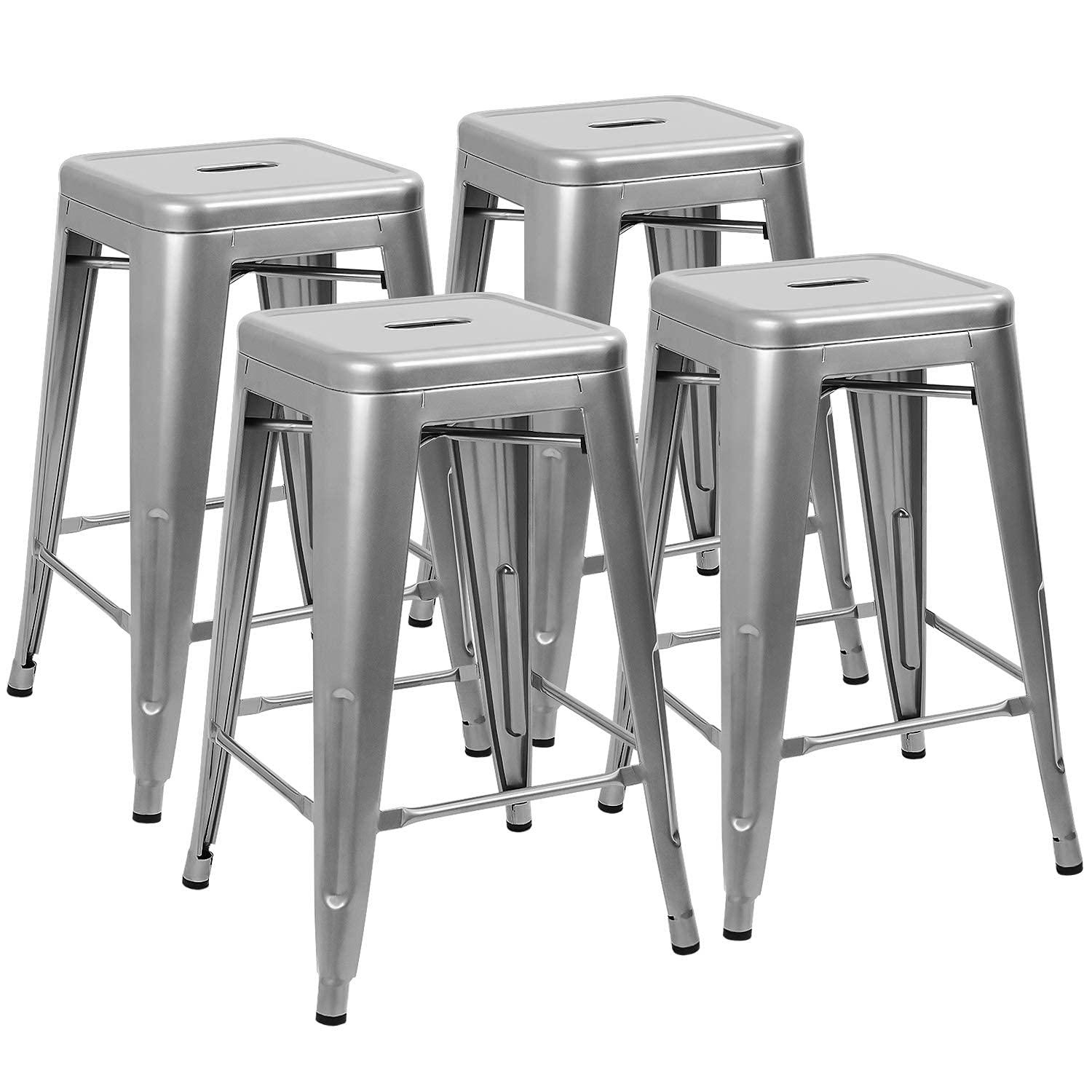 Williston Forge Kohki 24" Counter Stool Metal Bar Stools Counter Height Barstools Backless Indoor/Outdoor Bar Stools Kitchen Counter Stools Chairs(Set of 4)