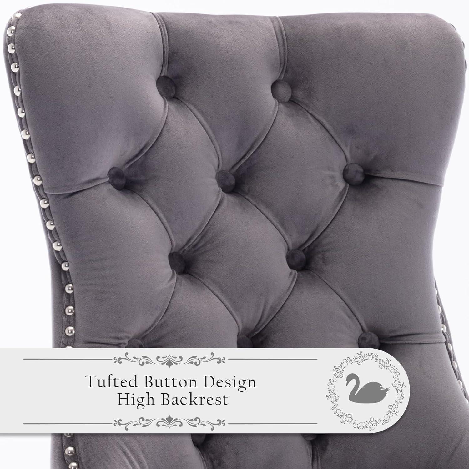 Rosdorf Park High-end Tufted Velvet Upholstered Nailhead Dining Chair
