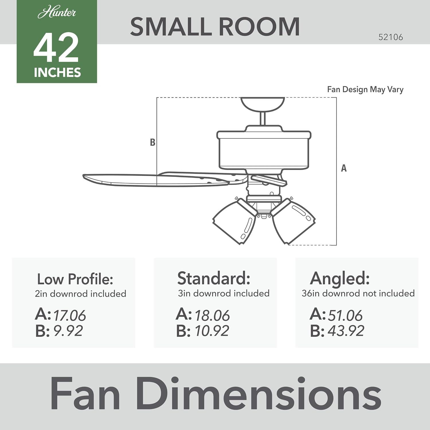 Hunter Fan 42" Builder 5 - Blade Standard Ceiling Fan with Pull Chain and Light Kit Included