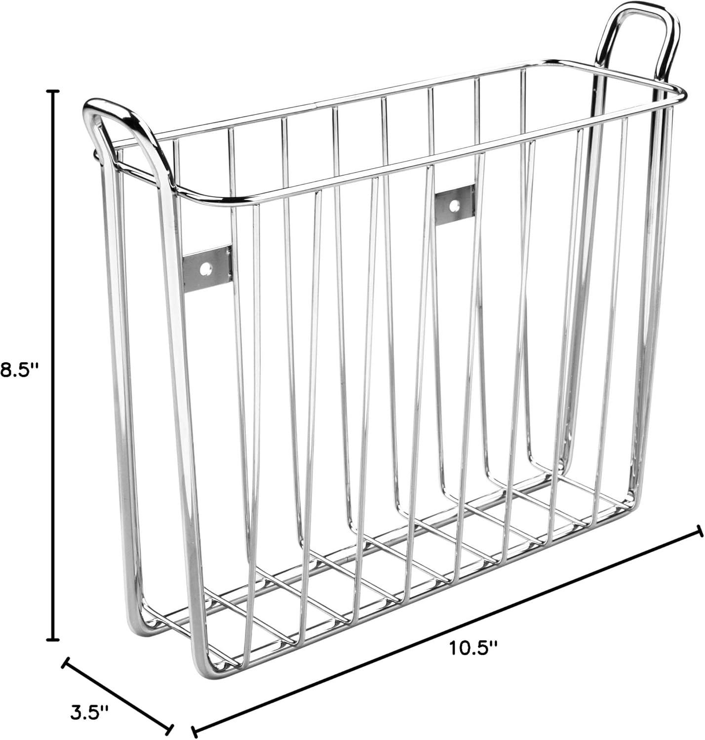 Chrome Metal Wall Mounted Magazine and Book Holder